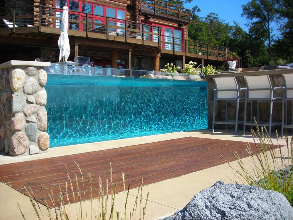 Teddy Bear Pools for a Modern Landscape with a Modern and Apex Landscape Lake Michigan Project by Apex Landscape