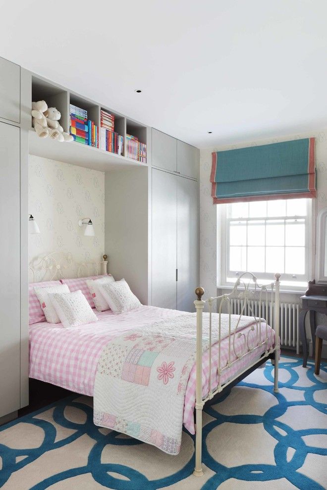 Teenage Girl Bedroom Ideas for a Contemporary Kids with a Desk and London Mews House by Turner Pocock