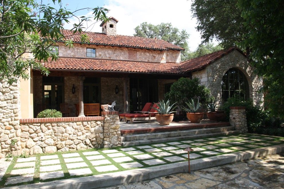 Texas Ranger Plant for a Mediterranean Exterior with a Cupola and Rear Terrace by Rick O'donnell Architect