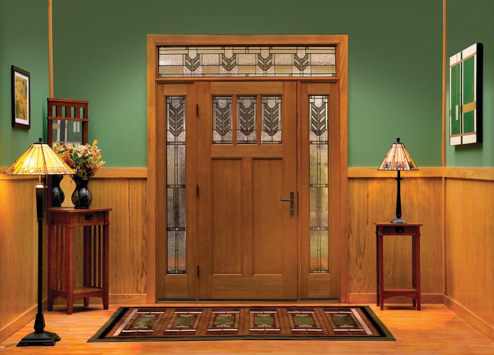 Thermatru Doors for a Craftsman Entry with a Front Doors with Windows and Classic Craft American Style Door, Sidelites and Transom by Therma Tru Doors