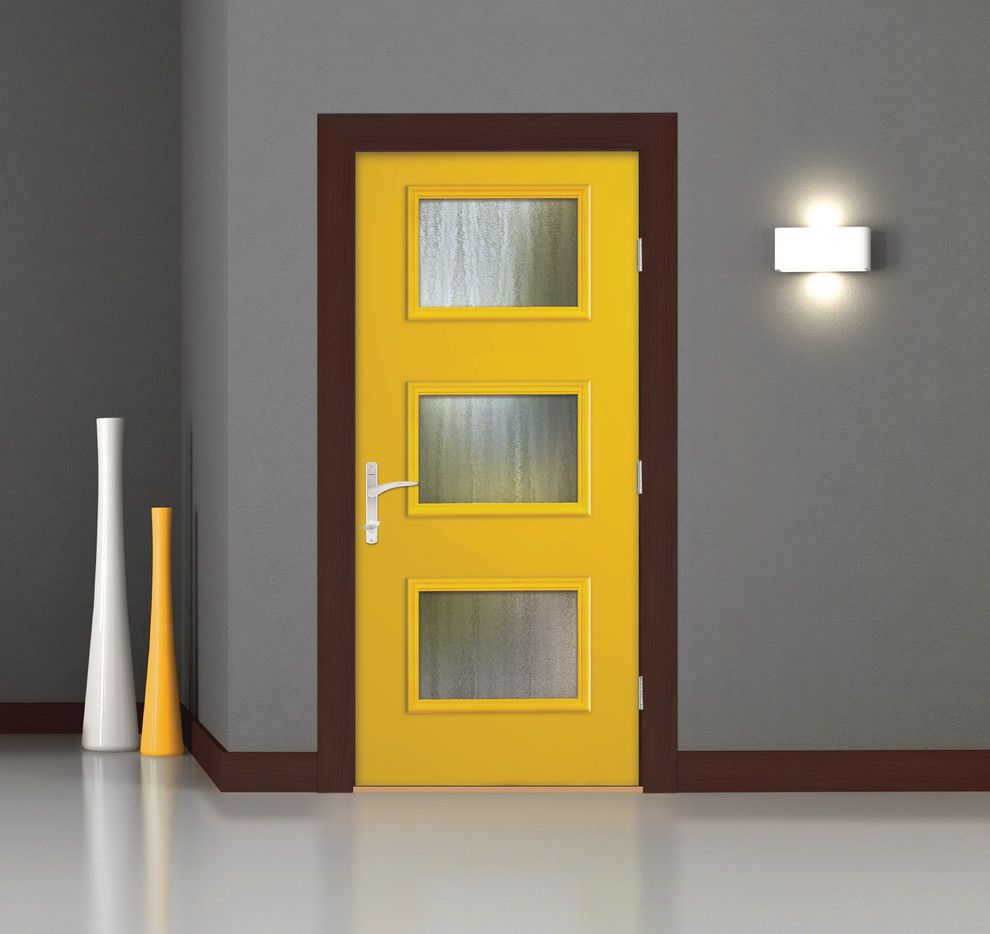 Thermatru Doors for a Modern Entry with a Contemporary and Pulse Ari Door by Therma Tru Doors