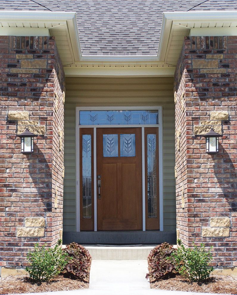 Thermatru Doors for a Transitional Entry with a Thermatru and Classic Craft American Style Door, Sidelites and Transom by Therma Tru Doors