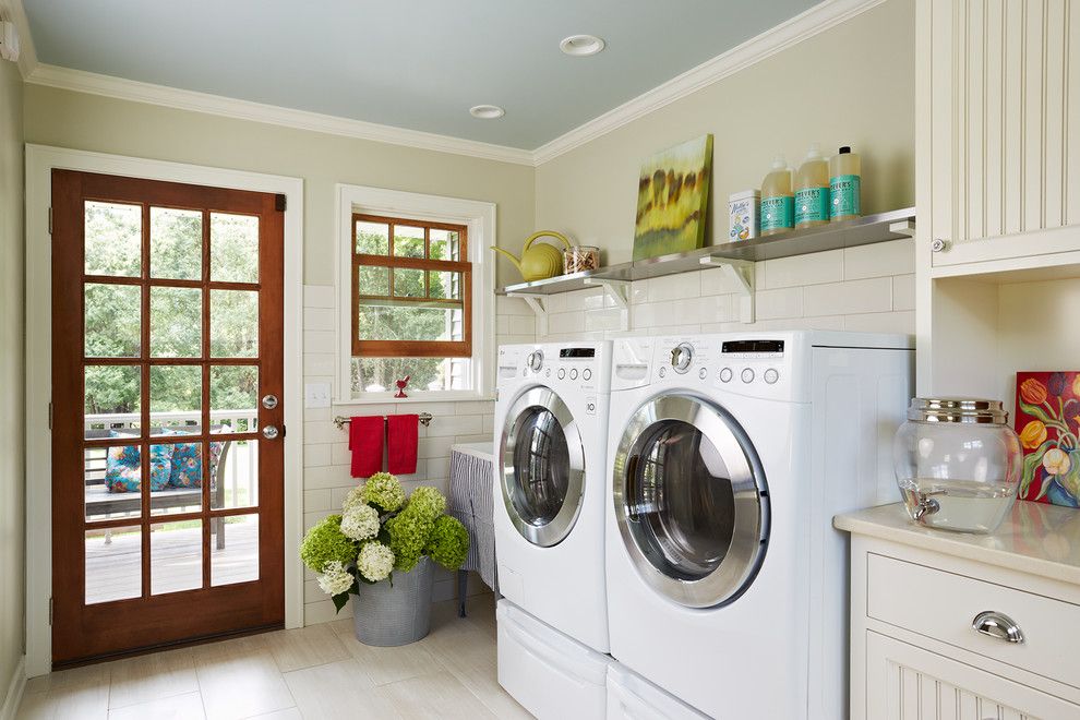 Thrasher Basement for a Farmhouse Laundry Room with a Laundry Room and Minnetonka Laundry by Meriwether Inc