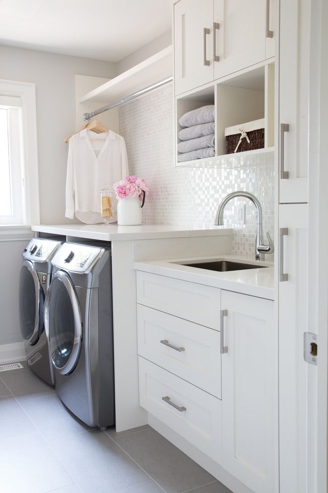 Thrasher Basement for a Transitional Laundry Room with a Vase and Courtsfield Ave. by Barlow Reid Design