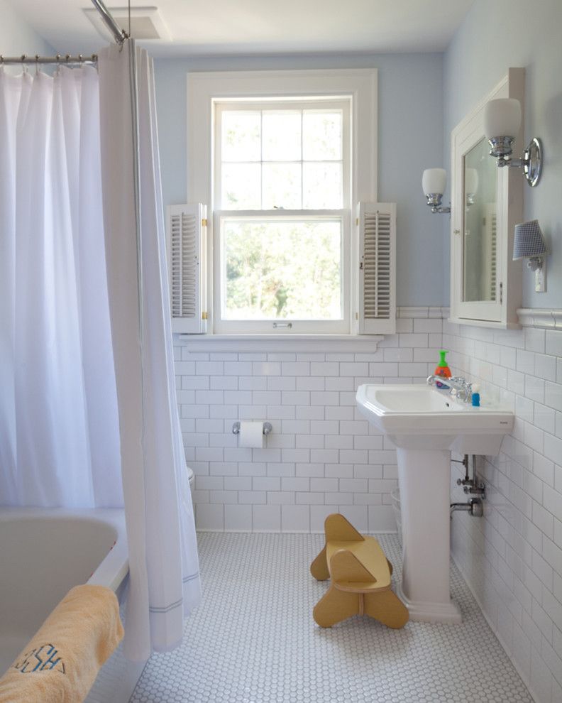 Tile Outlets of America for a Traditional Bathroom with a Subway Tile and West Isles Kid's Bath by Vujovich Design Build, Inc.