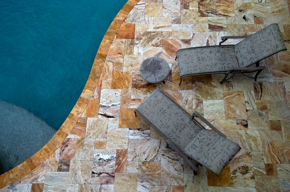 Tile Outlets of America for a Tropical Spaces with a Travertine Pool Surround and Travertine Pool Decking by Tile Outlets of America Sarasota