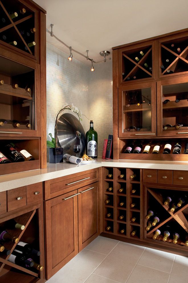 Timberlake Cabinets for a  Wine Cellar with a Wine Rack and Cabinetry by Elevations | Design Solutions by Myers