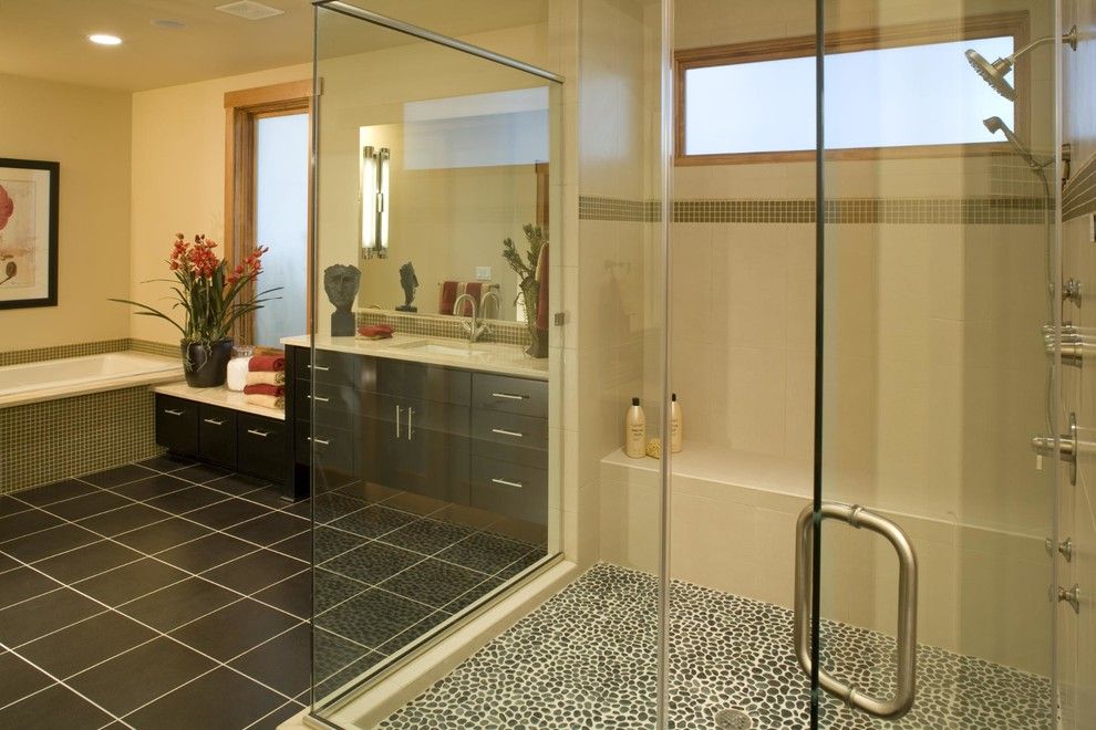 Timberland Homes for a Contemporary Bathroom with a Built Green and Leschi Custom Modular Home by Timberland Homes Inc.