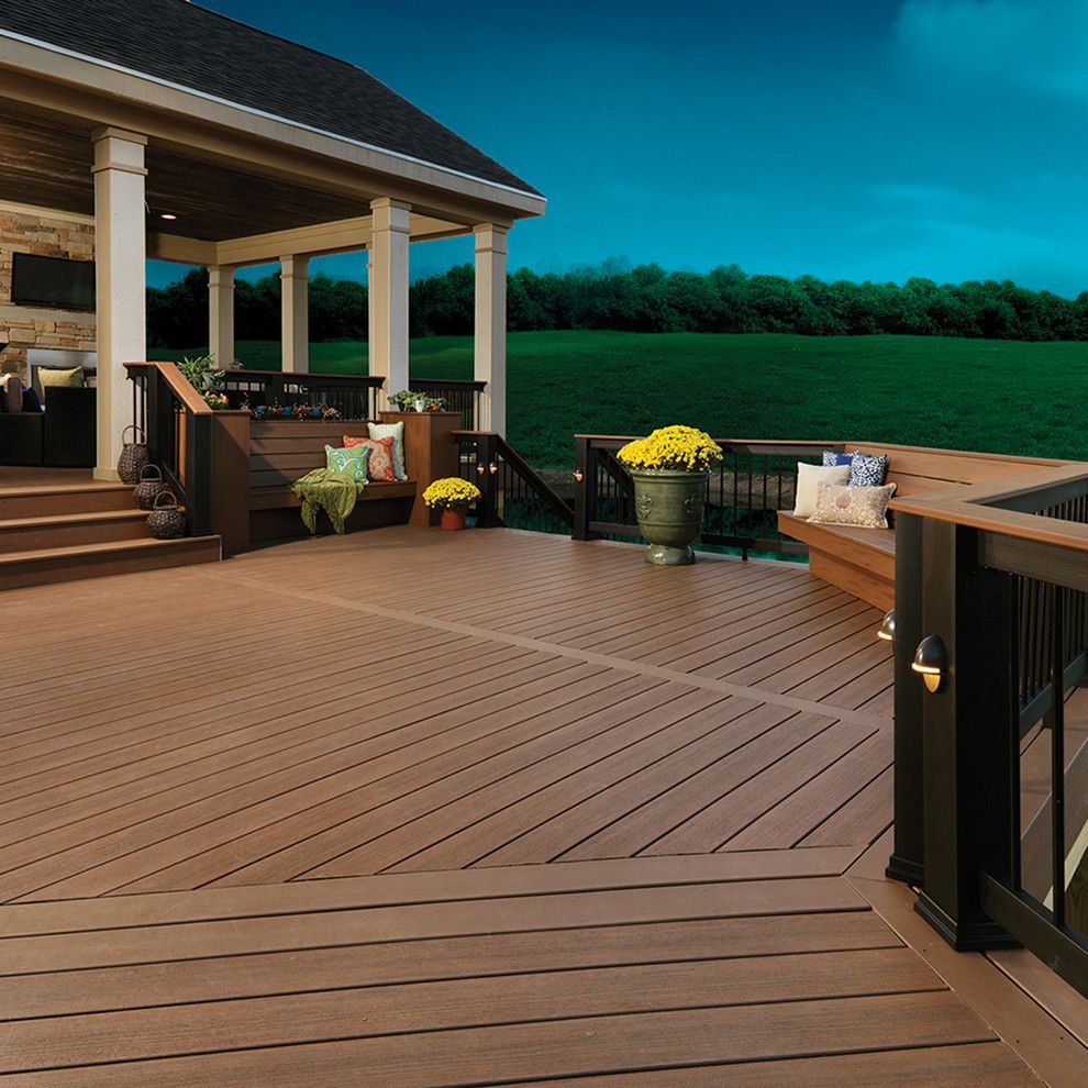 Timbertech for a Traditional Deck with a Traditional and Timbertech Earthwood Evolutions Tropical Collection Pacific Walnut by Timbertech