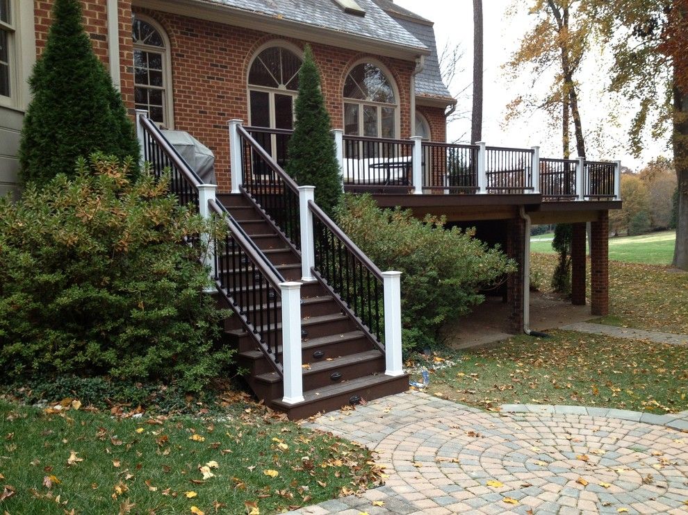 Timbertech for a Traditional Porch with a Brick Piers and Reeds Landing Deck Rebuild with Timbertech Xlm by Paragon Construction Company Llc