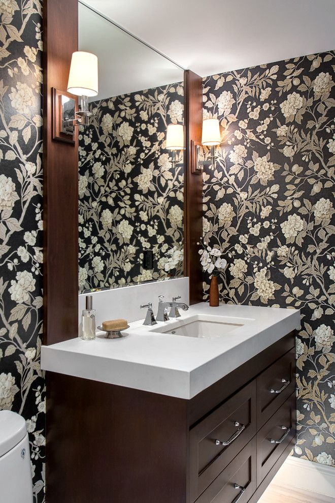 Tradewinds Furniture for a Traditional Powder Room with a Vase and Tradewinds by Tony Colangelo Photography