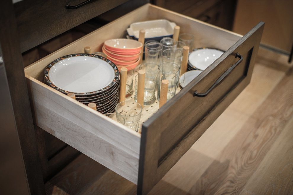 Trash Chute for a Transitional Spaces with a Two Tone Cabinets and Epping Forest Kitchen by Beaches Woodcrafts