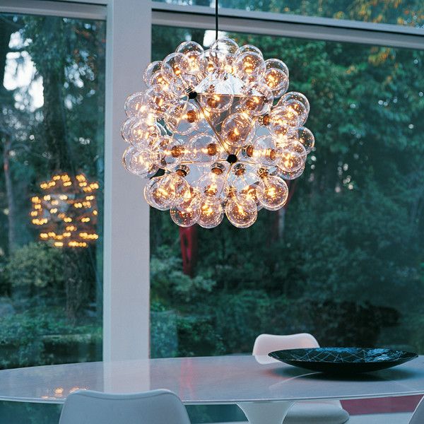 Triangle Bulbs for a Modern Dining Room with a Light and 'Taraxacum 88' Pendant Lamp by Flos (Usa)