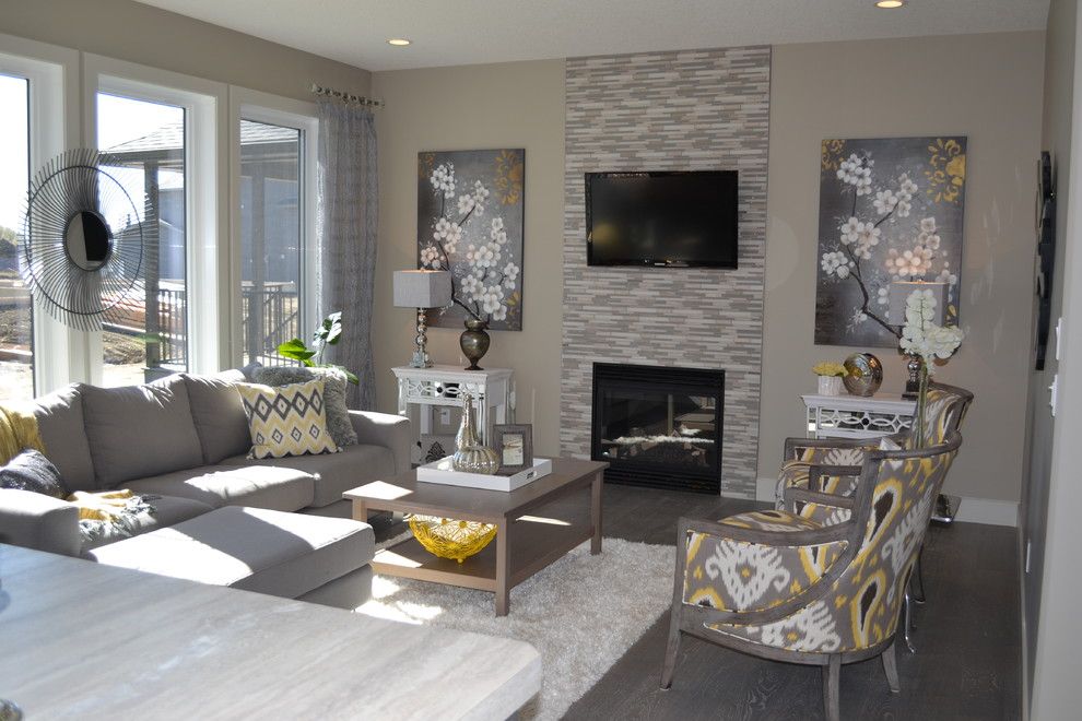 Tribeca Salon for a Modern Living Room with a Yellow and Gray and Valini by Mcgonigal Signature Homes