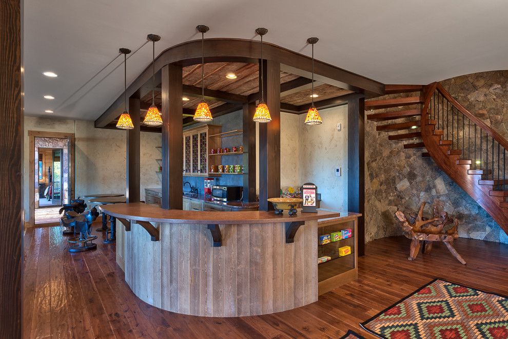 True Homes Charlotte Nc for a Rustic Home Bar with a Pendant Light and Walnut Cove Nc Rustic Mountain Home by Dianne Davant and Associates