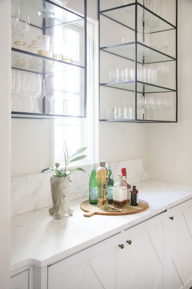 True Homes Charlotte Nc for a Transitional Home Bar with a Glass and Metal Shelving and Charlotte Nc   Kitchen by Lisa Sherry Interieurs