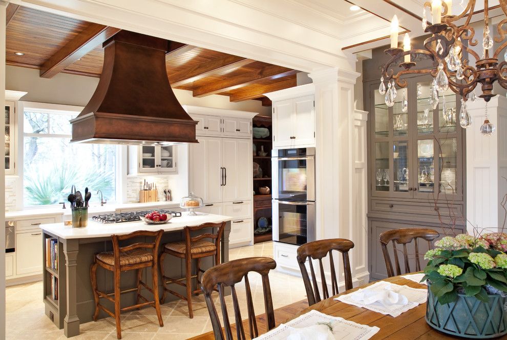 Trulia Charleston Sc for a Traditional Kitchen with a Grey Painted Built in Cabinets and Elegant Traditional Kitchen Beaded Inset by Carolina Kitchens of Charleston, Inc.