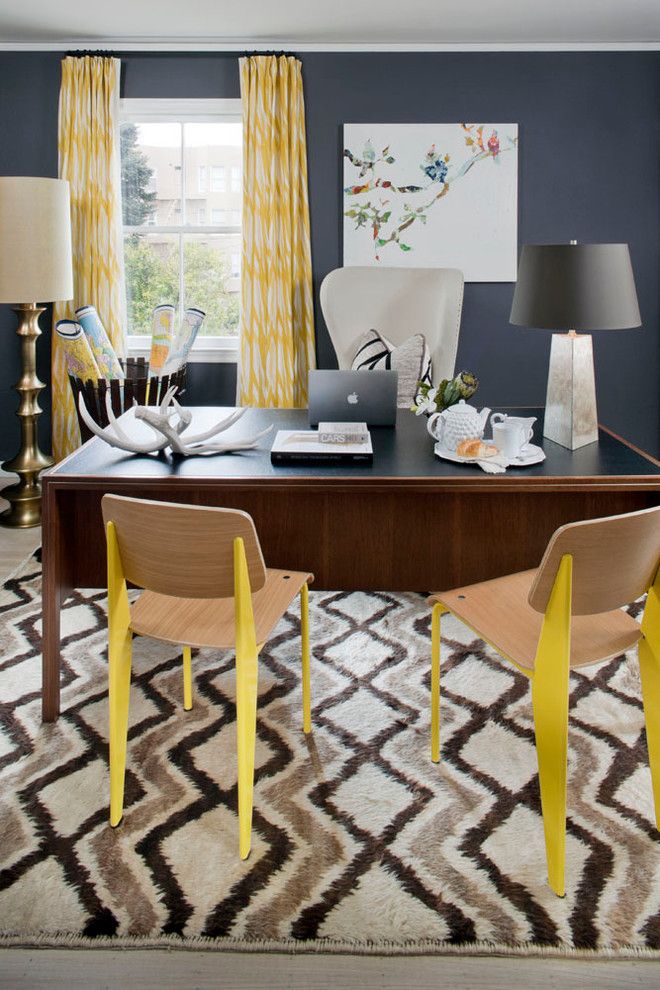 Trulia San Francisco for a Eclectic Home Office with a Rug and Cow Hollow Residence    San Francisco by Green Couch Interior Design