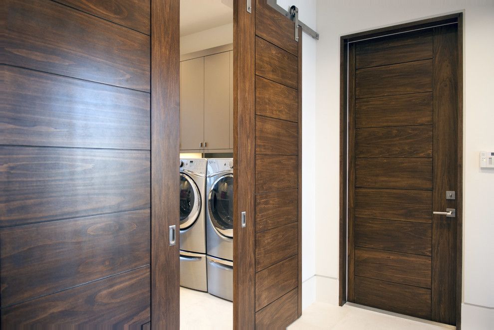 Trustile Doors for a Modern Laundry Room with a Flat Panel Door and Modern Fusion Design by Trustile Doors