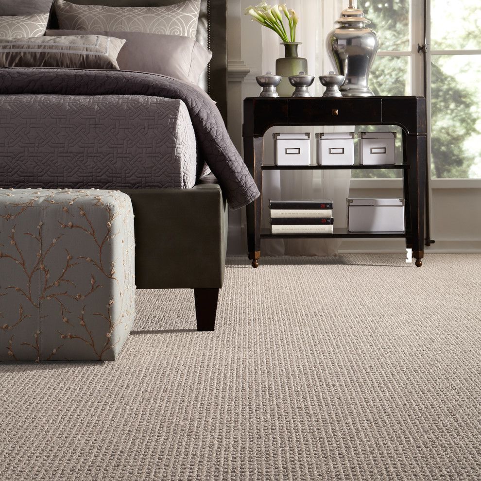 Tuftex Carpet for a Contemporary Bedroom with a Gray Bedding and Delightful Dream by Tuftex Carpets of California