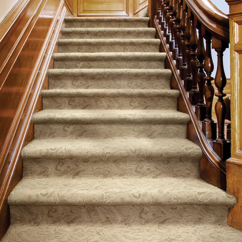 Tuftex Carpet for a Contemporary Staircase with a Carpeted Stairs and Damask by Tuftex Carpets of California