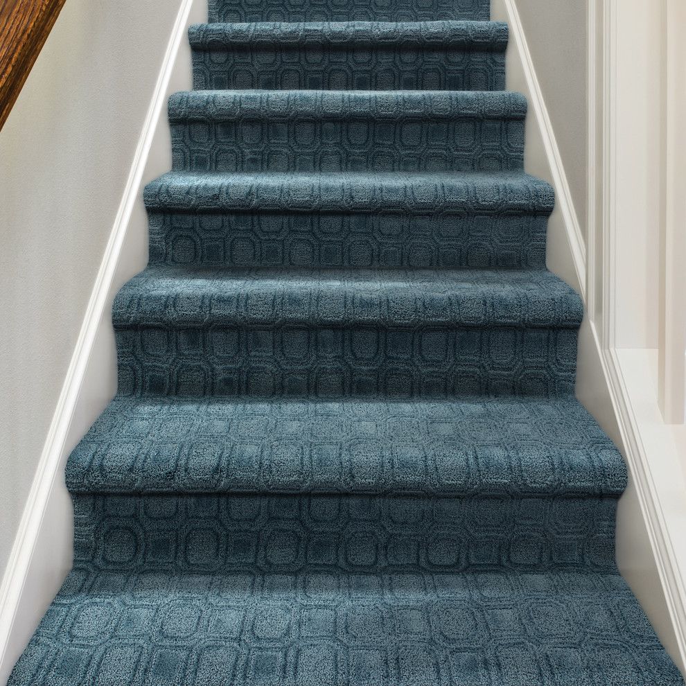 Tuftex Carpet for a Contemporary Staircase with a Gray Walls and Genoa by Tuftex Carpets of California