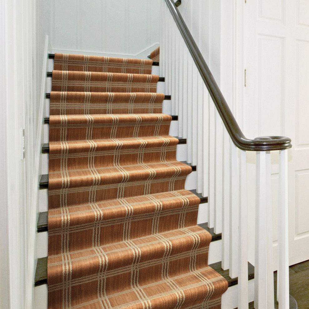 Tuftex Carpet for a Contemporary Staircase with a Striped Carpet and Madera by Tuftex Carpets of California