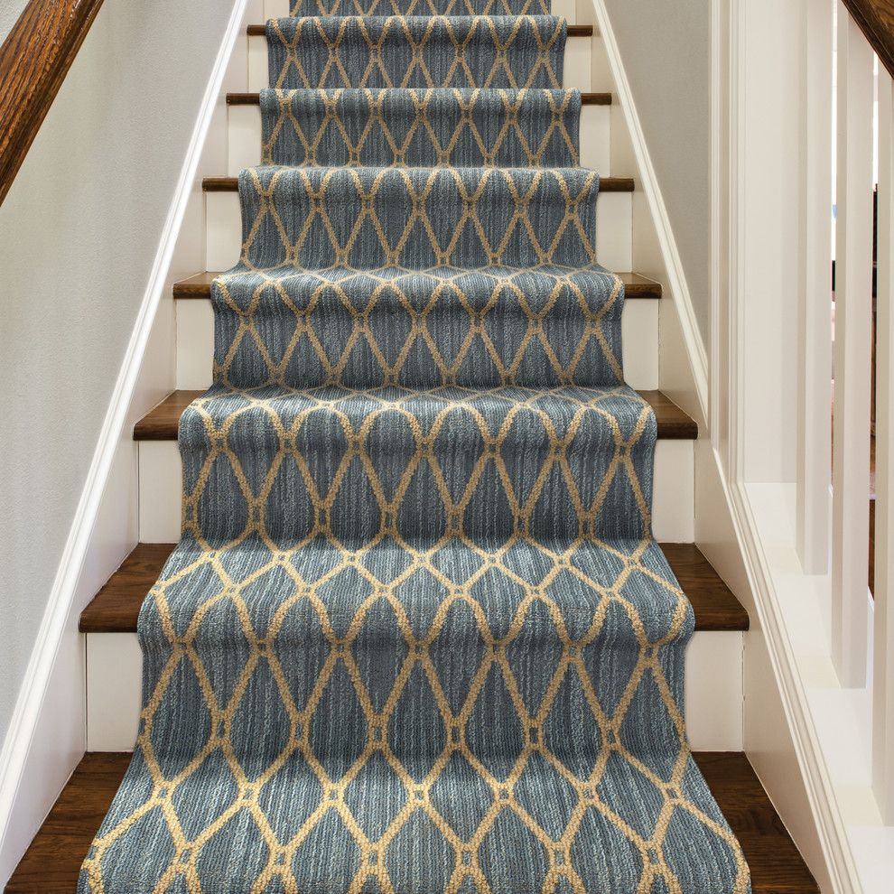 Tuftex Carpet for a Contemporary Staircase with a White Railing and Marrakech by Tuftex Carpets of California