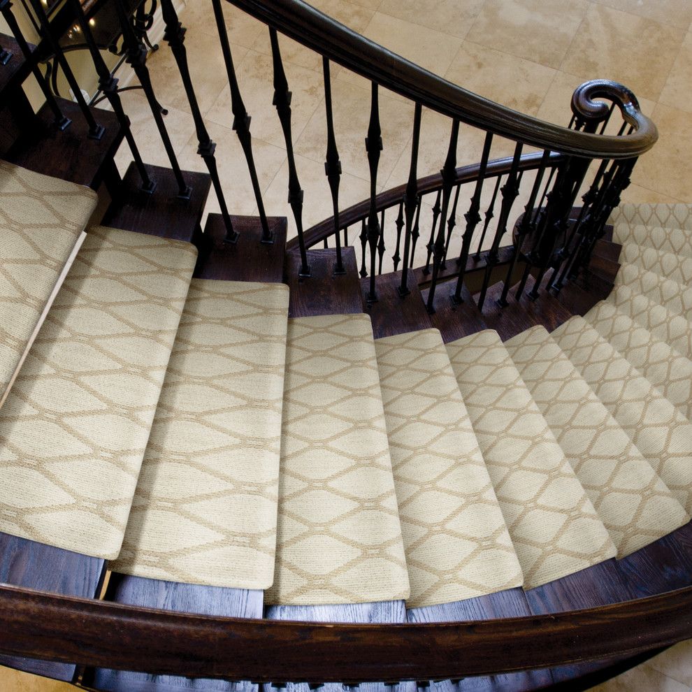 Tuftex Carpet for a Traditional Staircase with a Carpet Runner and Marrakech by Tuftex Carpets of California