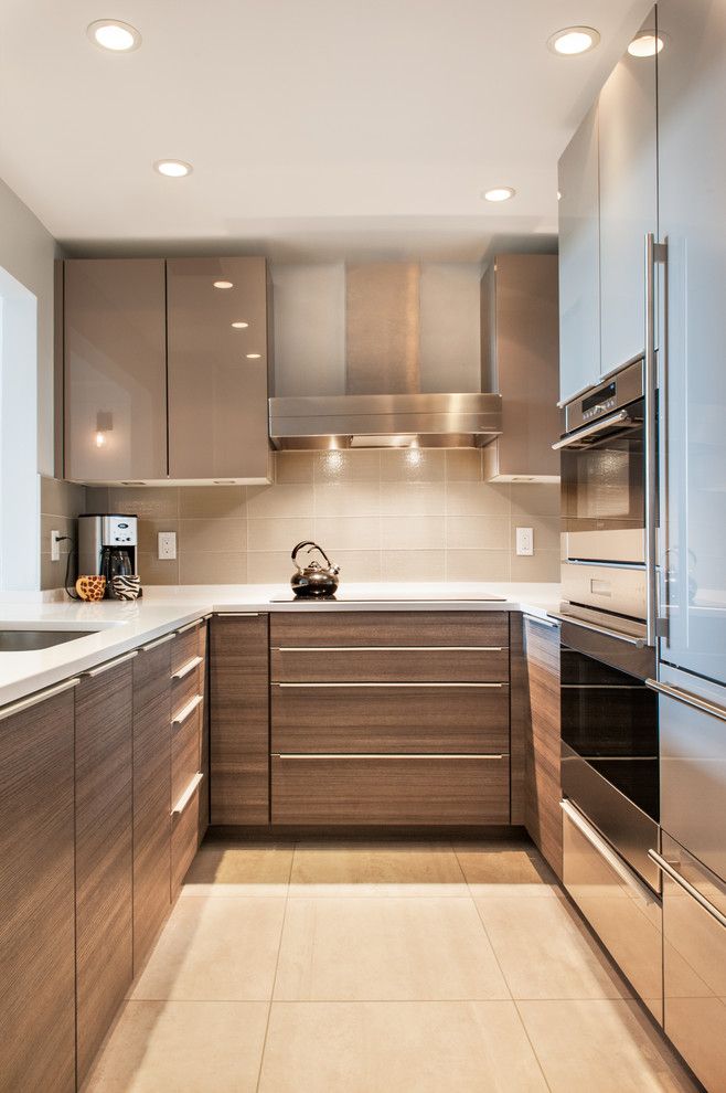 U Save Rockery for a Contemporary Kitchen with a High Gloss Gray Cabinets and Flagship Wharf Renovation by Lee Kimball