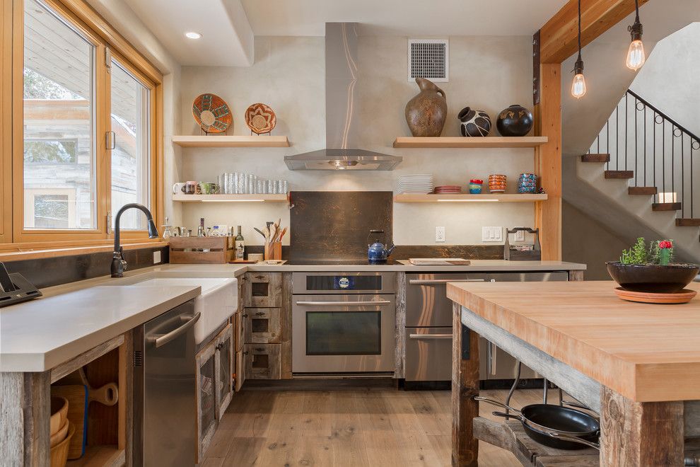 U Save Rockery for a Contemporary Kitchen with a Wood Kitchen Island and Boulder, Co Homes by Dane Cronin Photography