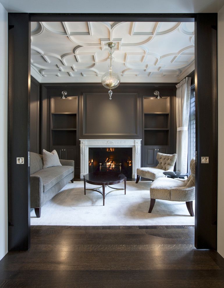 Urban Squared Realty for a Traditional Living Room with a Gray and Salon with Custom Plaster Ceiling by Dspace Studio Ltd, Aia