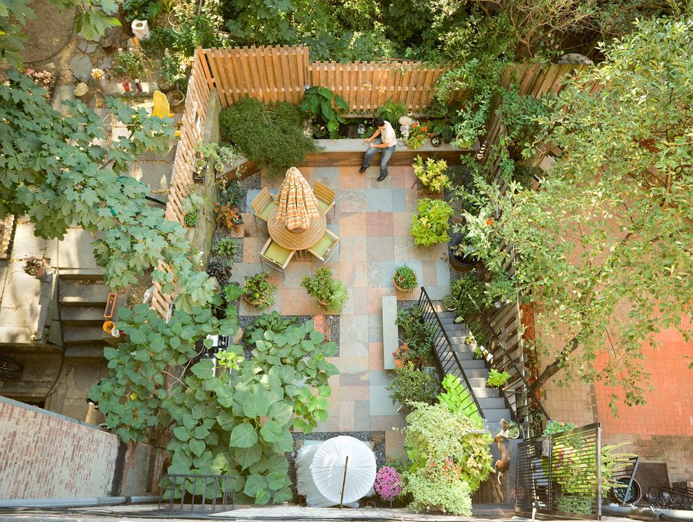 Urban Squared Realty for a Traditional Patio with a Courtyard and Historic Brownstone Renovation by Tobin + Parnes Design Enterprises