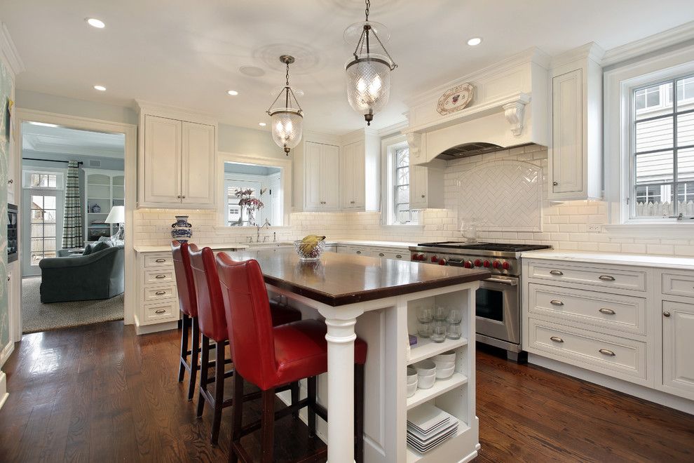 Us Cabinet Depot for a Contemporary Kitchen with a Chandelier and Custom Color Finish by N Hance