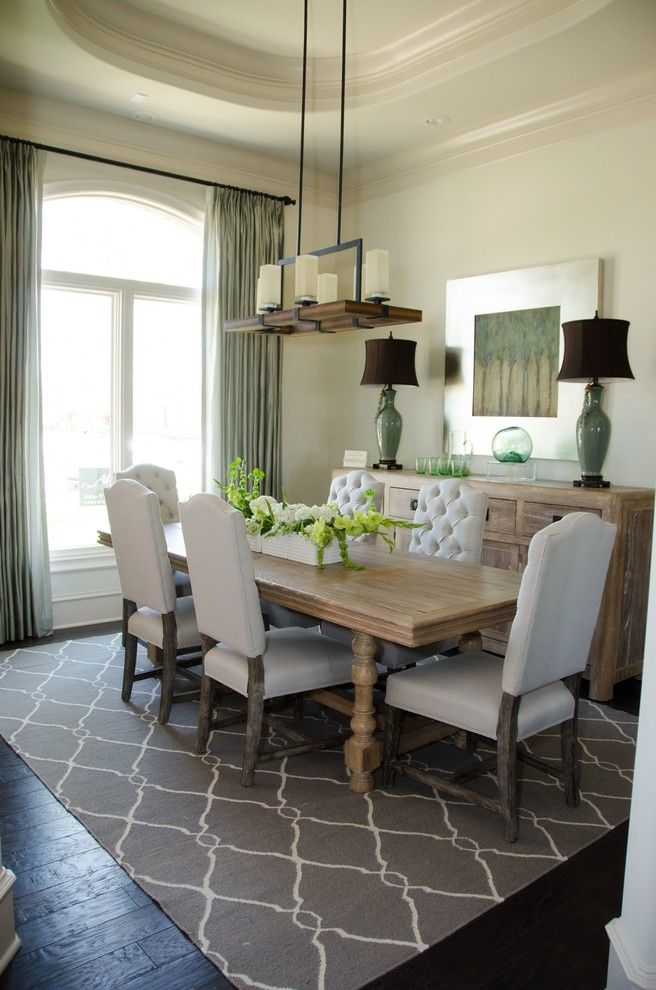 Uttermost for a Transitional Dining Room with a Roman Shades and Inspired Drapes From Budget Blinds by Budget Blinds