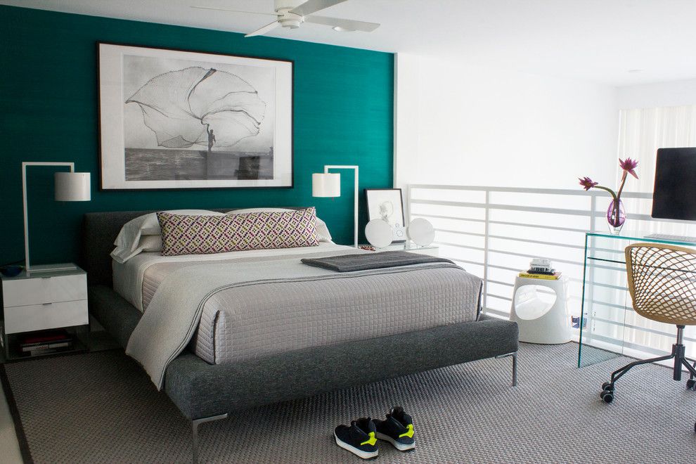 Valspar Paint Colors for a Contemporary Bedroom with a Master Bedroom and Master Bedroom – South Beach Apartment, Miami Beach by Diego Alejandro  Interior Design