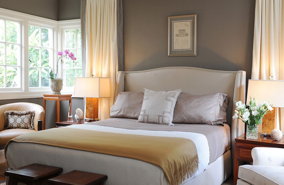 Valspar Paint Colors for a Traditional Bedroom with a Upholstered Headboard and Oakland Master Bedroom by Brian Dittmar Design, Inc.