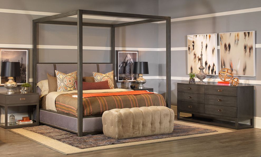 Vanguard Furniture for a  Bedroom with a Tufted Ottoman and Bedroom   Vanguard Furniture by Luxe Home Philadelphia