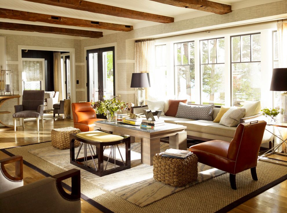 Vanguard Furniture for a Traditional Living Room with a Leather Chair and American Beauty by Thom Filicia by Clarkson Potter