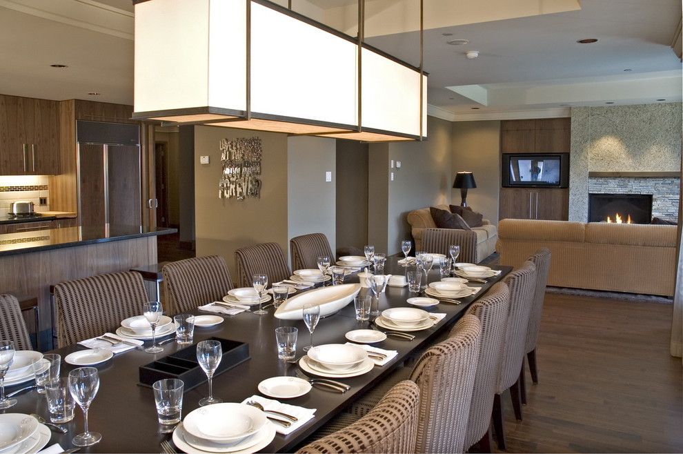 Vaughan Lighting for a Contemporary Dining Room with a Wall Decor and While at Chil Design Group by Claudia Leccacorvi