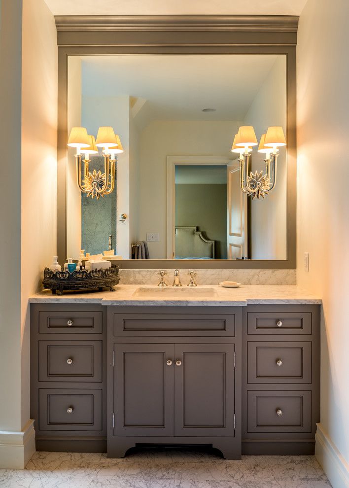 Vaughan Lighting for a  Spaces with a Bathroom Marble Floor and Fox Hollow Residence by Archer & Buchanan Architecture, Ltd.