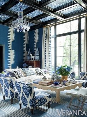 Veranda Magazine for a Contemporary Living Room with a Painted Furniture and Stenciling by Vigini Paint and Design