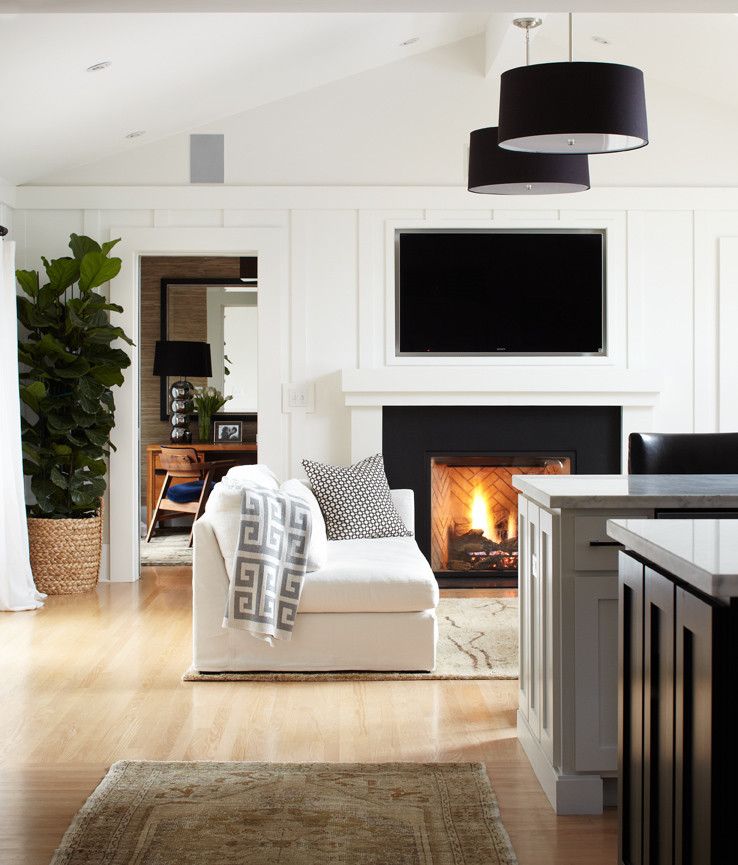 Verellen Furniture for a Contemporary Family Room with a Linen Sofa and Greenbrae, Ca by Urrutia Design
