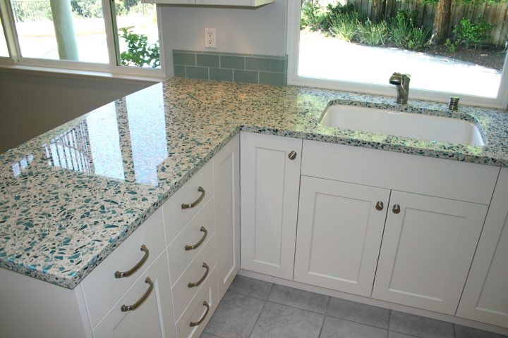 Vetrazzo for a Traditional Kitchen with a Blue and Cool & Refreshing in San Ramon, Ca by Kdc Kitchen & Bath Gallery