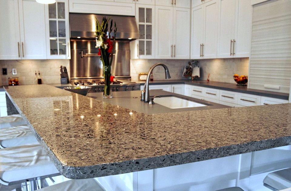 Vetrazzo for a Traditional Kitchen with a Recycled Glass Countertops and Vetrazzo Installed by Latera Architectural Surfaces / Dorado Stone