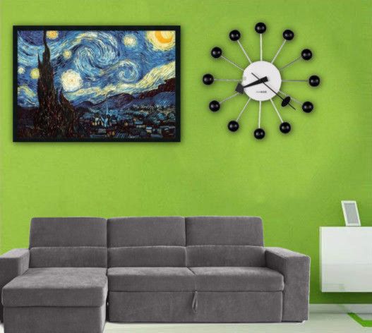 Vincent Van Gogh Cafe Terrace at Night for a Contemporary Spaces with a 14 Ball Wall Clock and Family Room Ideas by Clocks247