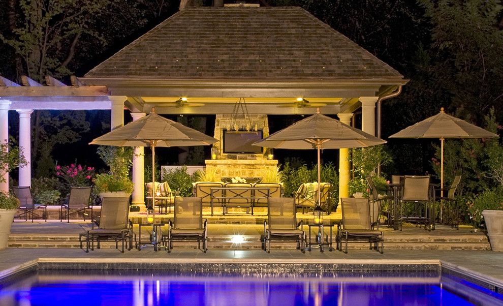 Virginia Wayside Furniture for a Contemporary Pool with a Swimming Pools and Pool at Night by Lewis  Aquatech