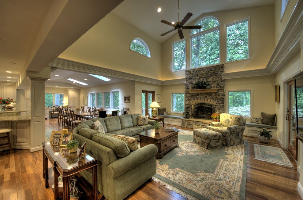 Virginia Wayside Furniture for a Traditional Living Room with a Window Seat and Additions by Moss Building and Design