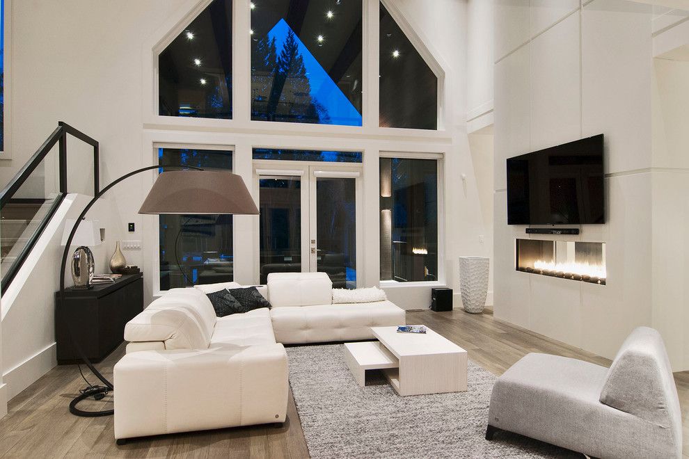 Vortex Doors for a Contemporary Living Room with a Glass Doors and Forest Hills Modern by Brett Mochinski Ltd.