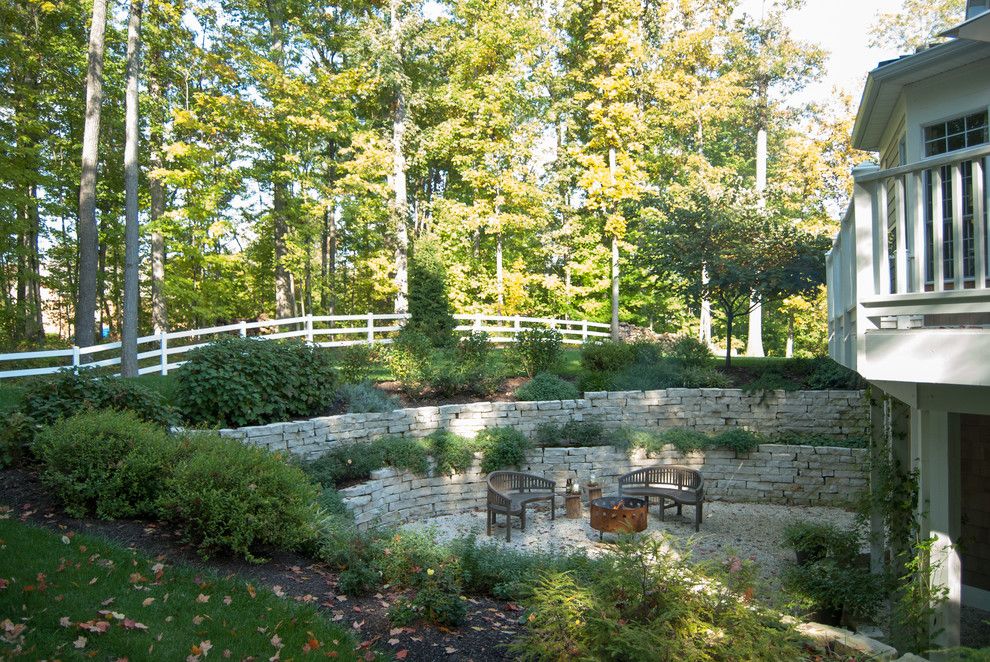 Walkout Basement for a Farmhouse Patio with a Kidney Shaped Seat and Gary + Gayle: Cincinnati, Ohio by Adrienne Derosa